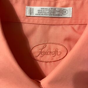 Foxcroft Coral Size 14 Button-Up Wrinkle Free No Iron Shirt Short Sleeve